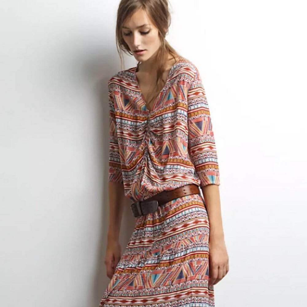 Ba&sh Price Mini Dress in Multicolor Orange Green White Cream Ivory Print